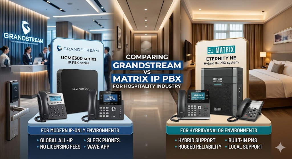 Grandstream vs Matrix IP PBX: Which is Best for Hotels? (2026)